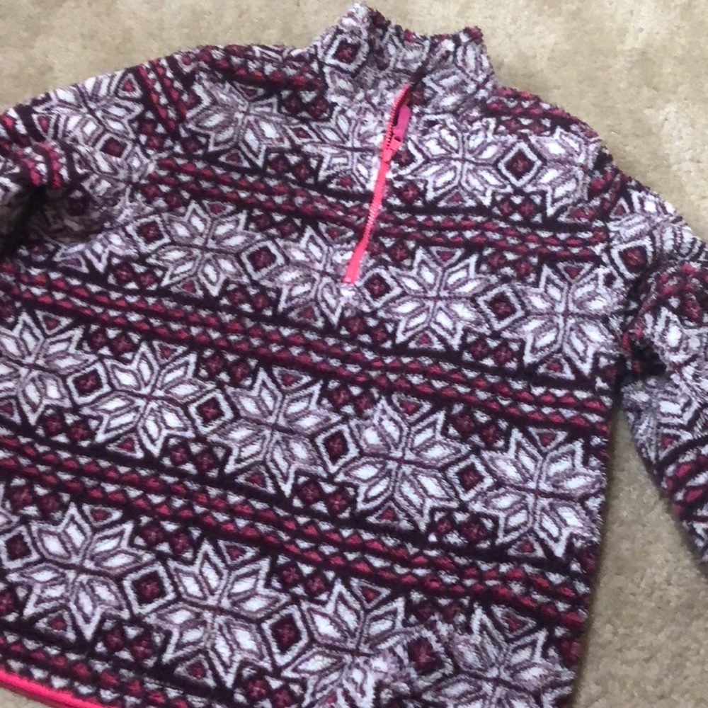 Fuzzy tribal quarter zip pull over